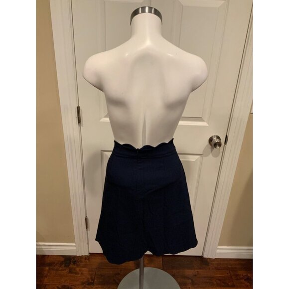 J. McLaughlin Navy Blue A-Line Skirt W/ Scalloped Waist, Size 10 - Picture 5 of 7